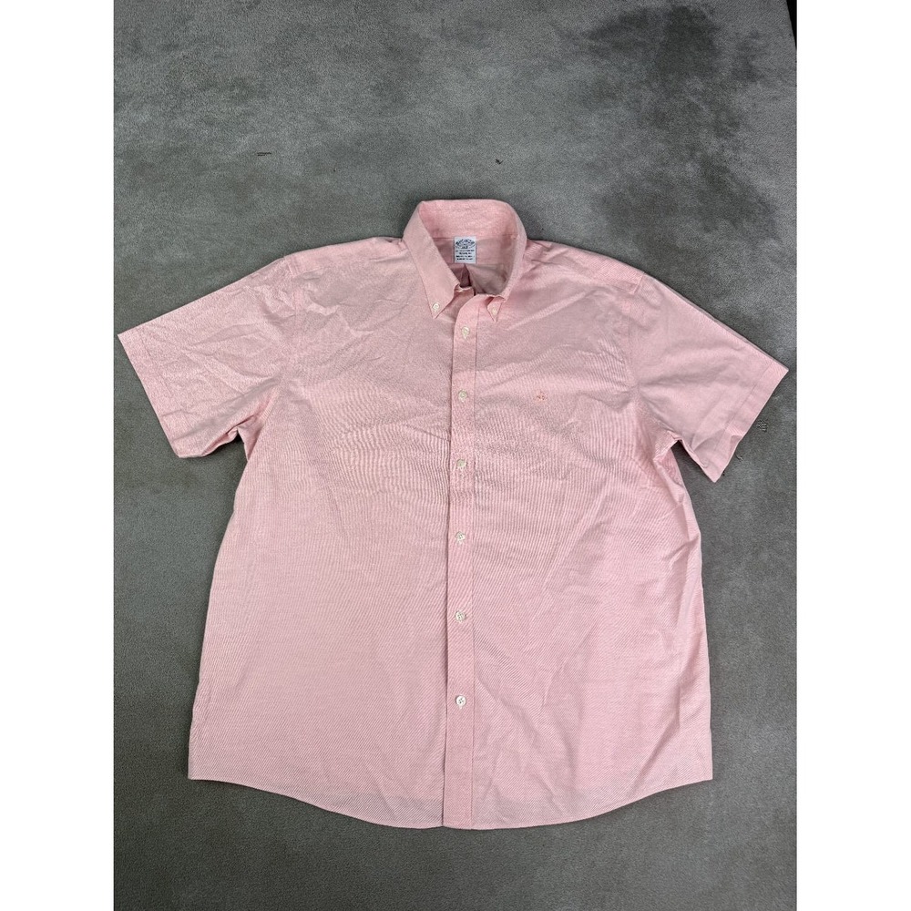 Brooks Brothers 1818 Polo Shirt Men XL Pink Non Iron Stretch Casual Short Sleeve